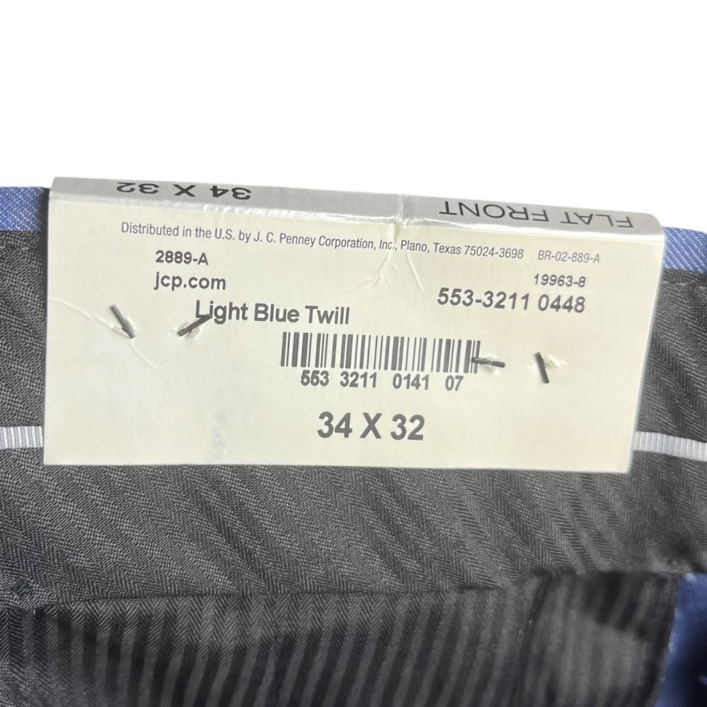 J. Ferrar Men's 34X32 Flat Front Dress Pants‎ Light Blue Twill Office Business - Picture 4 of 8